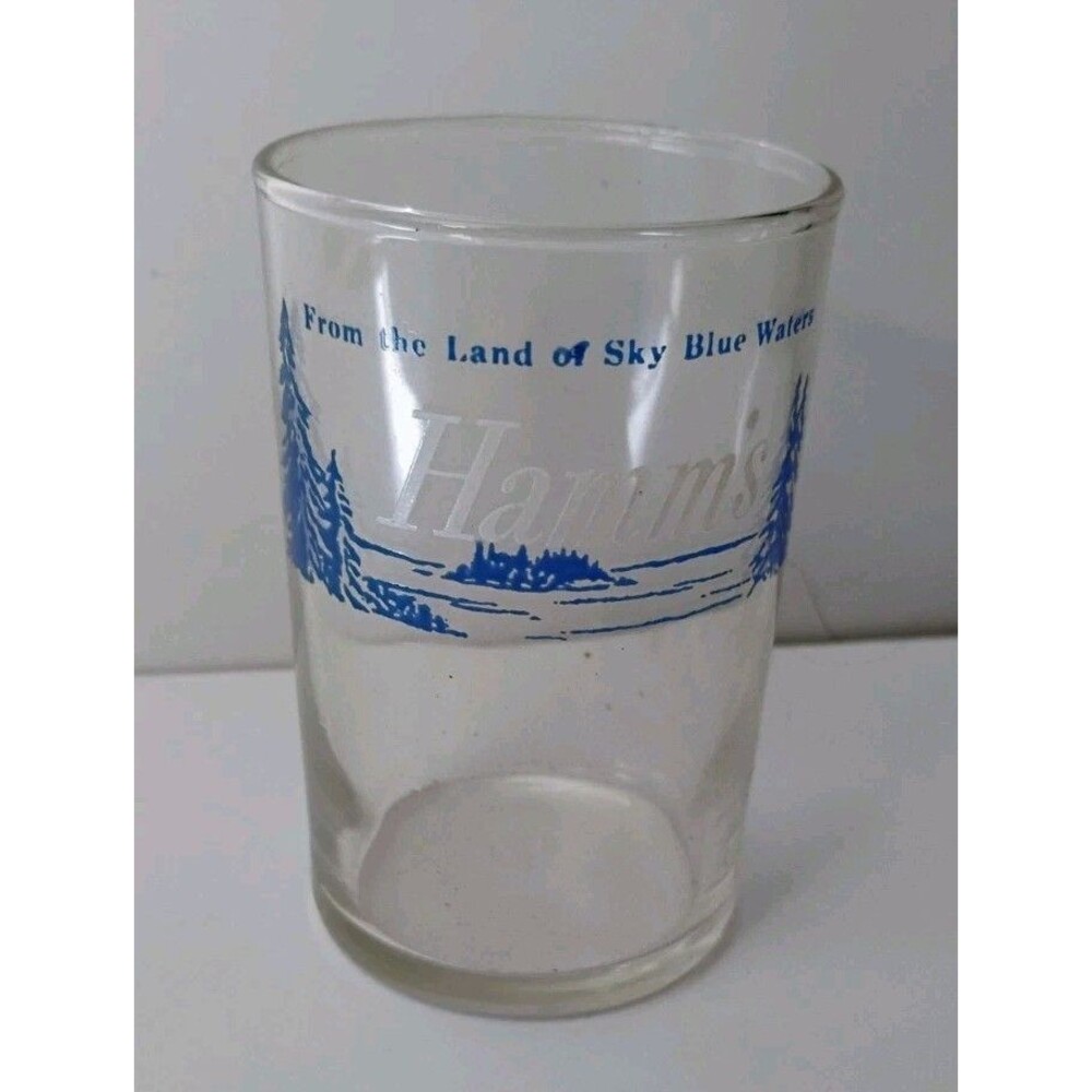 Vintage Hamm's Beer Glass 3.5" From the Land of Sky Blue Waters Chaser Tumbler